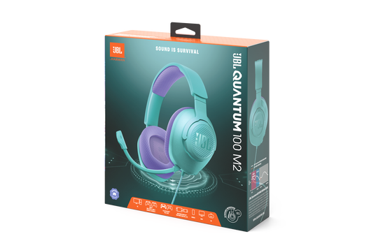JBL Quantum 100M2 - Cyan - Wired over-ear gaming headset with detachable mic and mute option - Detailshot 15